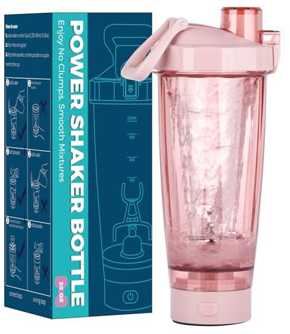KOOSREEL Protein Shaker Bottle, USB C Rechargeable Premium Electric Protein Shake Mixer, BPA Free, Shakers Cups for Meal Replacement, 550ML, Pink