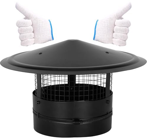 8 Inch Round Rain Cap,Round Chimney Cap,Black Stainless Steel Chimney Cap,More Secure Chimney Protection Round Rain Cap,Easier to Install Black Chimney Rain Cap,More Solid and Reliable Round Rain Cap