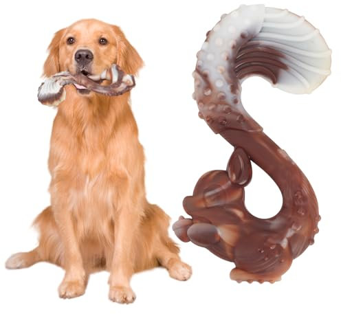 OWill Hundespielzeug Unzerstörbares Hundespielzeug Eichhörnchen – Robustes Kauspielzeug für Mittelgroße & Große Hunde – Strapazierfähiges Nylon mit Rindfleischgeschmack – Zahnpflege & Beschäftigung