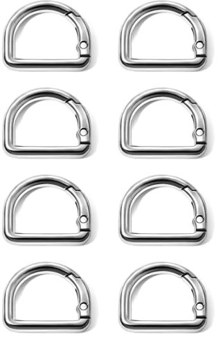 EORPAVU Hebillas, 8 Uds Correas de billetera con hebilla de resorte conectadas con Clip de gancho para llave de resorte con anillo en D hechas de aleación de Metal (plata)