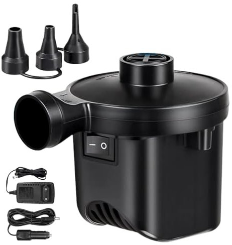 Pompa ad aria elettrica, gonfiaggio e deflazione 2 in 1 per materassi e barche, con 3 bocchette d'aria