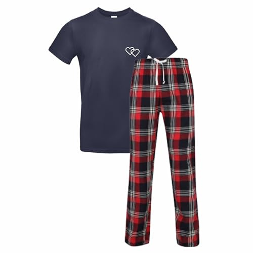Générique 1 Pyjama à Carreaux Couple St Valentin Coeurs - Cadeau Saint Valentin Amoureux, vêtement Assortie Couple, Cadeau Femme Pyjama Coeur St Valentin