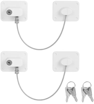 AYESY Cerradura Para Puerta De FrigoríFico 2 Piezas Cerraduras Seguridad Bebes Autoadhesivo Con 4 Llaves Candado Frigorifico De NiñOs Blanco Para FrigoríFico, Puerta, Ventana, Armario, Lavadora