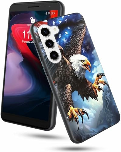 GFRGTFHYT Schutzhülle für Samsung Galaxy S25, 15,7 cm (6,2 Zoll), 2025, dünn, weich, Silikon, TPU, mit Adler, amerikanische USA-Flagge, stoßfest, kratzfest, Schutzhülle für Samsung S25 5G
