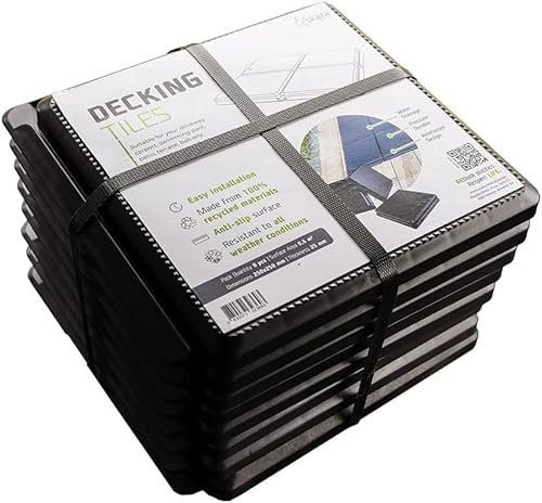 Skaza Balkon Boden – Terrassenplatten Außenbereich mit Klicksystem, Wetterfeste Balkonfliesen - 25 x 25 cm, 2 m² 32 Fliesen - Belastbar bis 1000 kg, Modular & Rutschfest - 100% Recycelt - Schwarz (4)