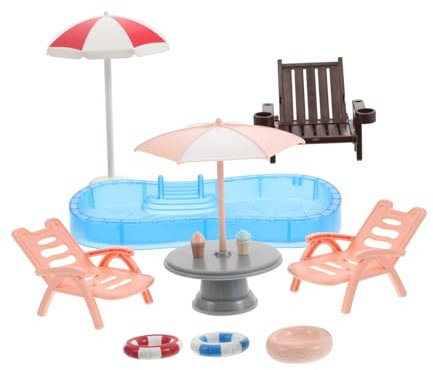 CAXUSD 1 Set Puppenhaus Schwimmbad Puppenhaus Puppenhaus Strandkorb Heimdekoration Mini Möbel Miniatur Strandkorb Modell Puppenhaus Gartenmöbel Miniatur Szenenzubehör