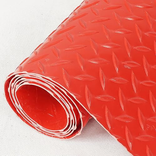 FVTVHEV Parkmatte für Garagenboden PVC-Garagenbodenmatte 1,5 mm dick Antivibrations- und Schalldämmung Gummi-Garagenbodenmatte Leicht zu reinigen Geeignet für den Innen- und Außenbereich(Rot,0.8x2m)