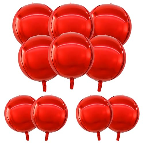 YuBeiKoo 10 Stück folienballons Rund Rot, 22 15 Zoll Luftballons Groß | Helium Ballon, Lange Schwebend, Robust, Ballons Geburtstag, XXL-Luftballons für Hochzeiten, Jubiläen und Partydekorationen