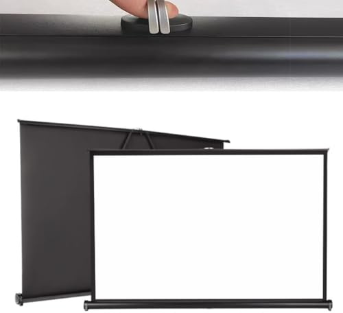 EIYAVVIDV Tragbare Tisch-Leinwand Mobil Projektionsleinwand 30/40/50 Zoll Heimkino Beamer Leinwand, Manuell Ausfahrbare, 4:3 16:9 HD 4K Leinwand Im Freien(30 Inch (16:9))