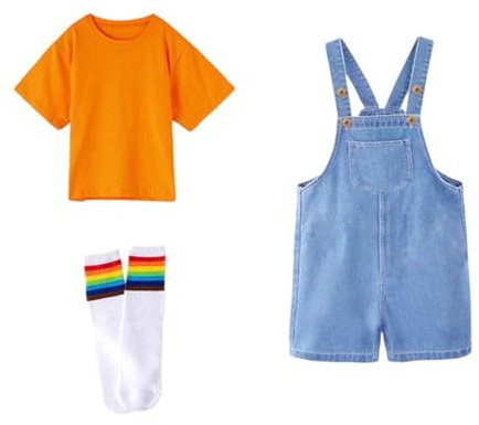 CPIDAH Tuta Jeans Salopette Corta Bambini E Bambine, Completo Con Maglia Tinta Unita Per Laurea Scuola Materna, Abbigliamento Feste E Performance Fine Anno Per Ragazzi E Ragazze 2-12 Anni