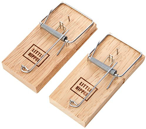 Pest-Stop Little Nipper Mouse Trap - Super Strength Wooden Traps for Indoors - Durable Reusable Snap Traps - Mice Trap for Rodent Control - Mousetraps for Home and Office - Pack of 2