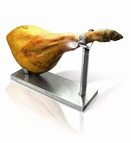 NERTHUS Jamonero Inoxidable con Base Antideslizante con Cuchillo Soporte para Jamón, Metal, Acero INOX, Plegable Paleta