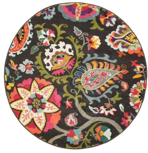 RugVista, Allegra, Teppich, Mittelflor, ∅ 150 cm, Rund, Modern, Oeko-Tex Standard 100, Polypropylene, Flur, Schlafzimmer, Küche, Wohnzimmer, Dunkel, Grau