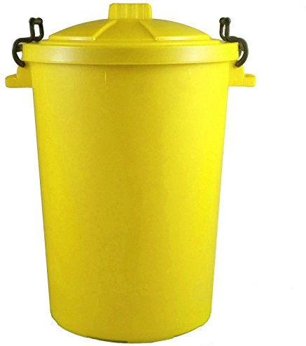 80L/85L - Yellow - Litre Plastic Colour Bin Garden Rubbish Waste Dustbin
