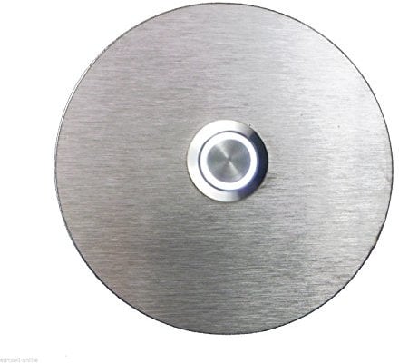 Eurosell - Beleuchtete V2A Design Edelstahl Klingel Rund - Runde Klingelplatte Tür Klingel Platte Klingelschild Türklingel Klingelknopf beleuchtet weiß silber