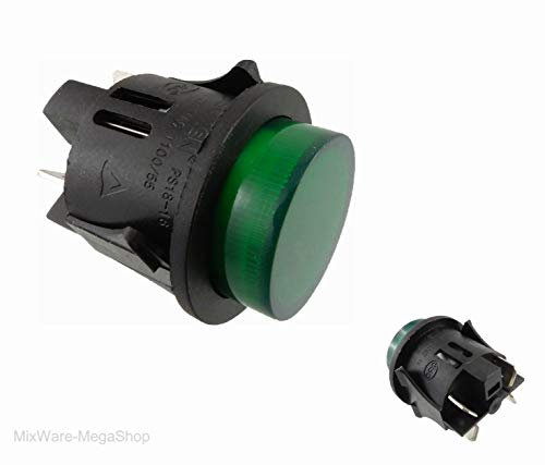 Druckschalter Einbau ø 25mm 250V 16A grün beleuchtet, Flachstecker 6,3mm