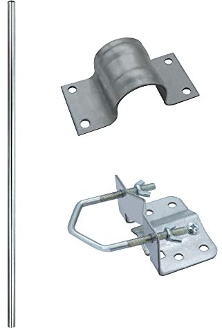 SkyRevolt 2m Antennenmast SR-48 Stahl Ø 48 mm Satmast verzinkt + Mastfuss + Mastschelle Stahl