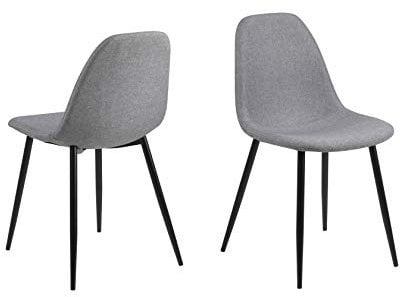AC Design Furniture Linea Esszimmerstühle 4er Set, B: 44,5 x T:56 x H: 84 cm, Hellgrau/Schwarz, Stoff/Metall, 4 Stk