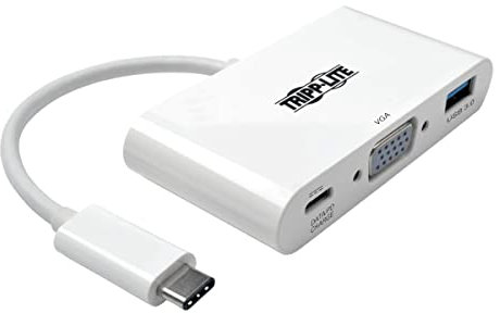 Tripp Lite Adaptateur multiport USB-C vers VGA avec Charge PD USB Type C vers VGA, Blanc (U444-06N-VU-C)