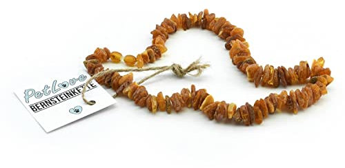 PetLove Bernsteinkette Hund • 100% Baltischer Bernstein • Halsband für Hunde & Katze • Länge: 55cm