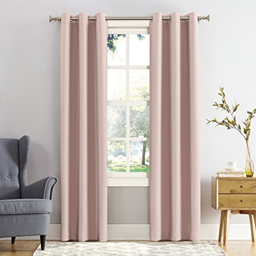 Sun Zero Easton Energiesparender Verdunkelungsvorhang mit Ösen, 101,6 x 274,3 cm, Blush Pink