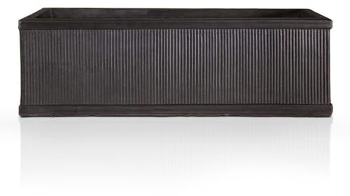 IDEALIST Large 60cm Long Window Box with Drainage Holes | Ribbed Reinforced Stone Windowsill Planter | Vintage Faux Lead Rectangular Plant Pot H17 L60 W17 cm, 8.3 litres