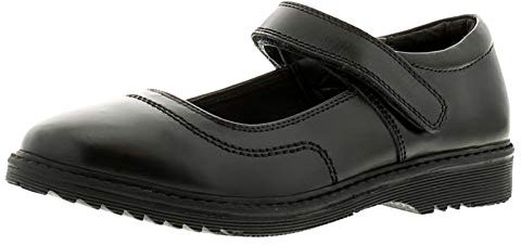 Love Leather Dotty Mary Jane Shoes for Younger Women. Full Grain Lightweight Leather Comfortable School Shoes for Girls Touch Fastening Strap Stitch Detail Black 13 Child UK