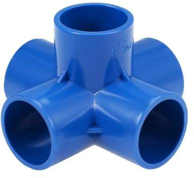 sourcing map 5 Vías PVC Conector 32mm Interior Diámetro, 2 Piezas Codo PVC de 90 Grados de Forma en T para Tubería de Agua, Reductor de Tubería de Acoplamiento, Azul