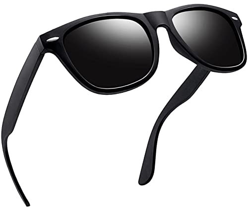 Joopin Polarisierte Sonnenbrille Herren Schwarz Rechteckige Retro Sonnenbrille Damen Sport und Klassische Black Sunglasses UV400 Unisex für Fahren (Voll Schwarz)