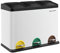 SONGMICS Cubo de basura de cocina de 45 l, cesta de pedal con sistema de recogida diferenciada, cubo interior, duradero, de acero inoxidable, 3 x 15 l, blanco y negro, LTB45W