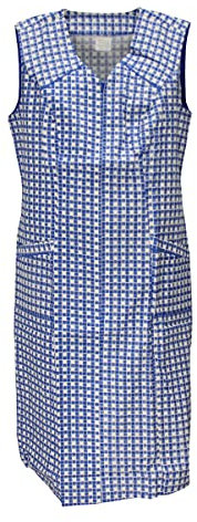 Schuerzenfabrik Reißverschlusskittel RV Kittel Hauskleid Schürze, Farbe:blau, Größe:46