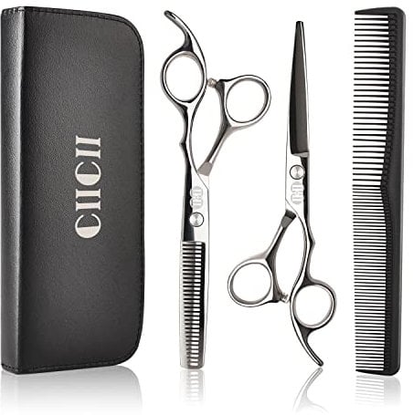 CIICII Haarschneideschere, Professionelle Friseurschere Set (Haarschere & Effilierschere) Haarscheren Set für Männer Frauen Haustiere Familie Friseur Salon
