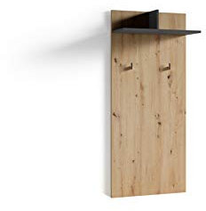 byLIVING Wandpaneele Ben/Garderobe Artisan Eiche-Optik hell-braun mit Zwei Kleiderhaken und Hutablage/Flurgarderobe für die Wand/B 60, H 136, T 27 cm
