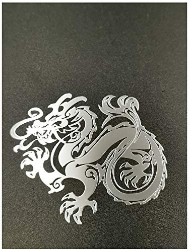 Deko-Aufkleber Drache 3D Nickel Metall Handy Laptop iPad (Silber) 2 Stück