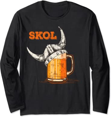 Skol Verre à boire Motif casque de viking nordique Manche Longue