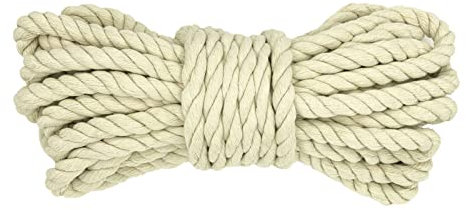 Kordel Baumwollseil Baumwollkordel Dickes Seil für Makramee Regenbogen DIY Set 12mm x 10m Strick Seil Beige