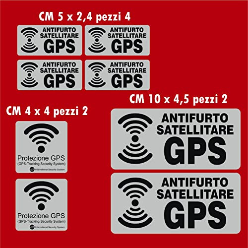 Kit 8 adesivi satellitari antifurto GPS per bicicletta, moto, macchine da costruzione, auto, camion, allarme antifurto cod. 1650 (GRIGIO)