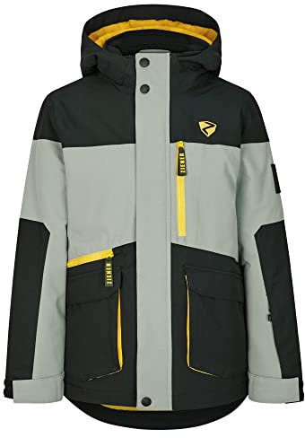 Ziener Jungen AGONIS Ski-Jacke, Winter-Jacke | wasserdicht, winddicht, warm, gray seal ripstop, 140