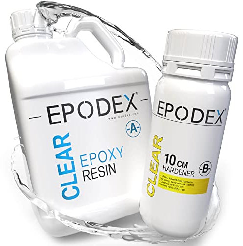 EPODEX Epoxidharz Set ECO MAX | Klares Epoxy Resin für Gießhöhen bis 10cm | Gießharz Set ohne oder mit Farbstoffen | Für River-Tische, Lampen, Projekte mit hohen Form- und Gussteilen