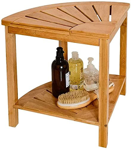 Duschsitzbank Bambus Duschbank Badezimmerhocker, Spa -Bad -Duschhocker mit Lagerregal, Holzbank for den Gebrauch im Innenbereich im Freien, for Badezimmer, Dusche, Dusche