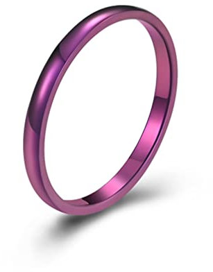 Bague Homme Acier Inoxydable, 2Mm Anneau Fin Simple Violet Taille 47 Fantaisie