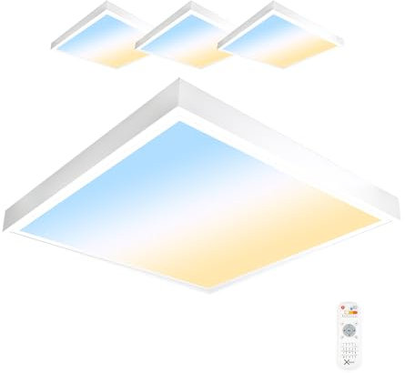 Xtend 4x LED Panel 60x60cm 40W | dimmbar Lichtfarbe umschaltbar 3CCT | Aufbaurahmen Aufputz-Deckenmontage | ENEC PMMA PLs3.0