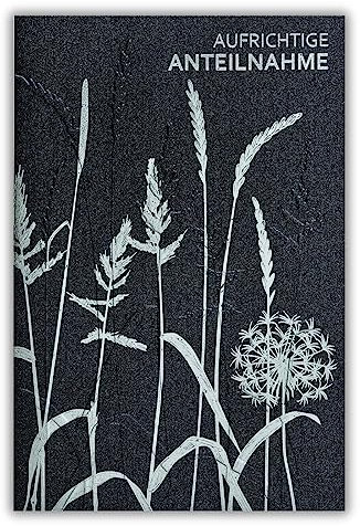 bsb Trauerkarte zur Beerdigung - liebevolle Beileidskarten mit Umschlag - Trauerkarte hochwertig mit Gräser-Motiv - Herzliches Beileid Karte Trauer - Kondolenzkarte in 11,5 x 17,0 cm