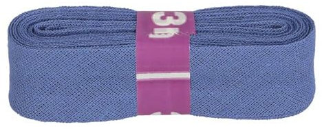 Schrägband 3m x 20mm Baumwolle gefalzt 60 Farben Einfassband Saumband, Farbe:027 taubenblau