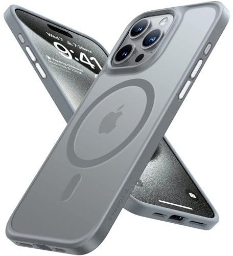 TORRAS für iPhone 15 Pro Max Hülle für Magsafe (TOP Militärschutz & Magnetkraft) Extrem Haltbarkeit Hülle iPhone 15 Pro Max Case Stoßfest Samtige Touch Dünn Handyhülle Matte Grau, Guardian-Mag