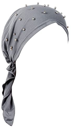 Kopfbedeckung Damen Beanie Mütze mit Perlen und Strass Nieten Herbst Winter Turban-Kopfbedeckungs Muslim Hijab Kopftuch 2023 Mode Damen Mütze
