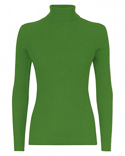 VEARZ® Womens Turtle HIGH Neck Jumper ! Ladies Long Sleeves Polo ROLL Neck Tops Ribbed Stretchy Pull Over Sweater Green-20-22