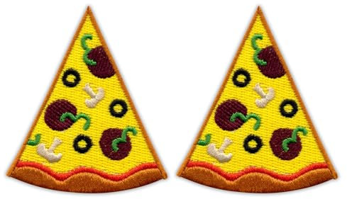 Set mit zwei Stück Pizza - Aufnäher - Bestickter Aufnäher / Abzeichen / Emblem