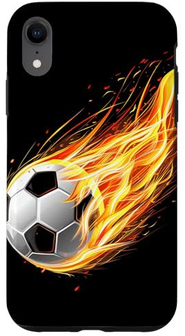 Hülle für iPhone XR Fußball Flammen brennende Kinder Jungen Fußballspieler