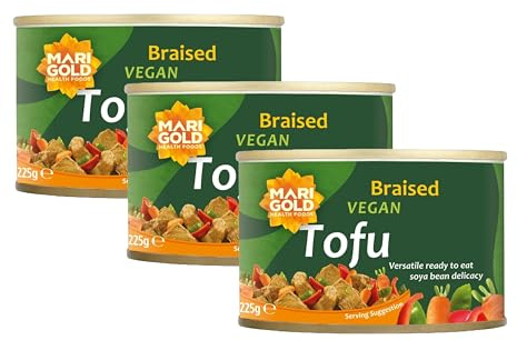 Marigold Braised Vegan Tofu, 225g (Pack of 3) – High Protein, Gluten-Free, Ready-to-Eat, Versatile Plant-Based Soya